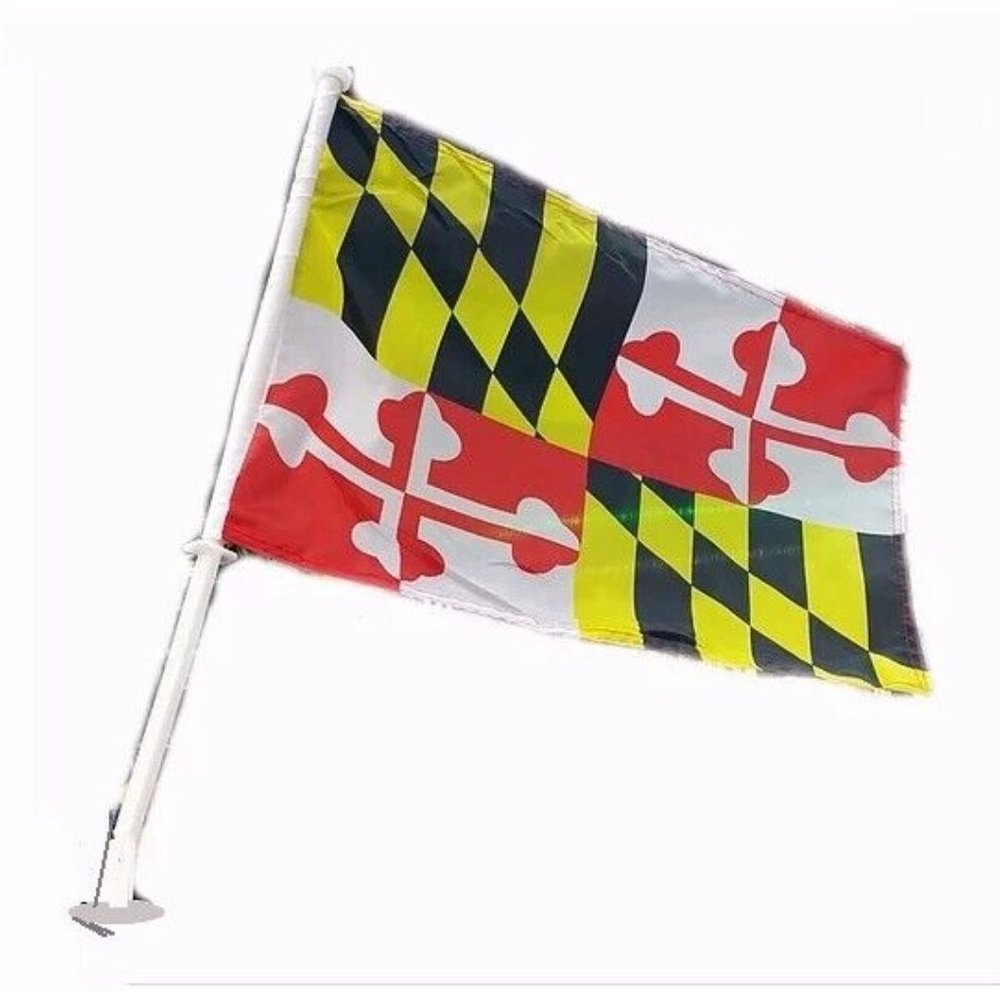 Maryland Wooden Stick Flag 6 inches x 9 inches - NEW Fast Ship